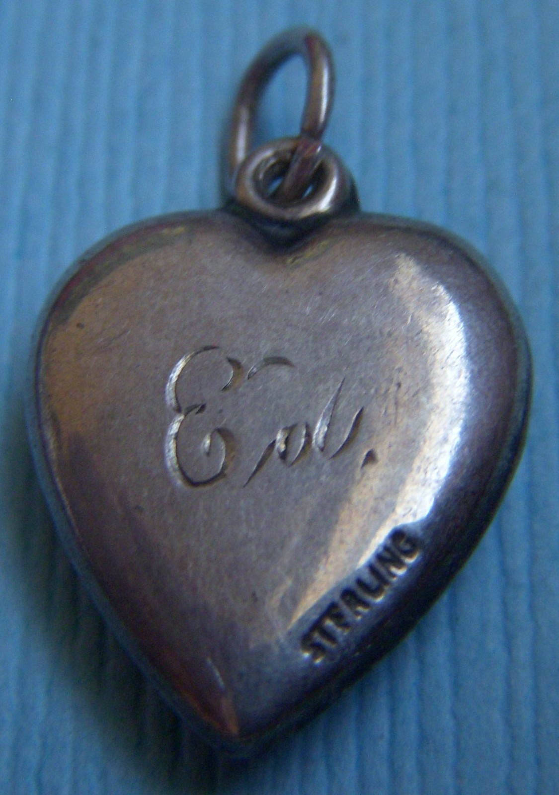 Vintage hearts and flower “Ed” puffy heart sterling charm