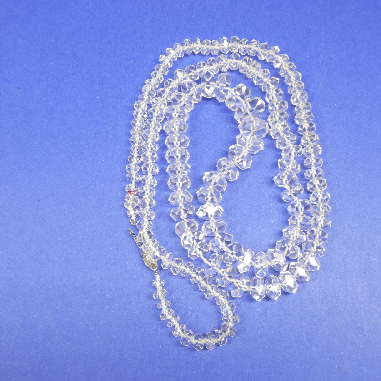 Faceted Crystal Necklace Vintage Graduated Clear 37″ Long Heavy 139g Estate