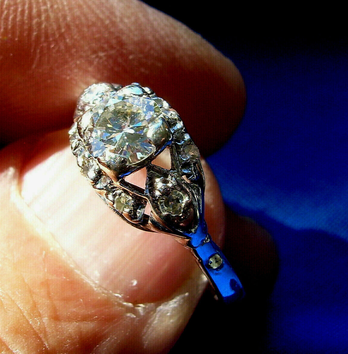 Original EARTH MINED DIAMOND Deco Engagement Ring Antique PLATINUM Solitaire S 8