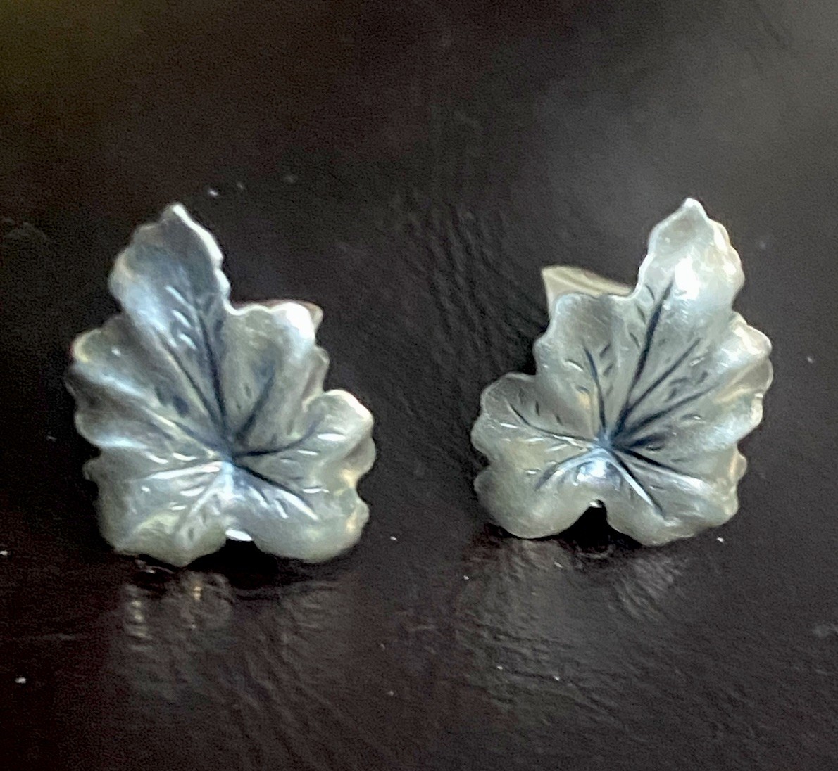 VINTAGE N.E. FROM NIELS ERIK DENMARK STERLING SILVER 925 LEAF Clip On Earrings