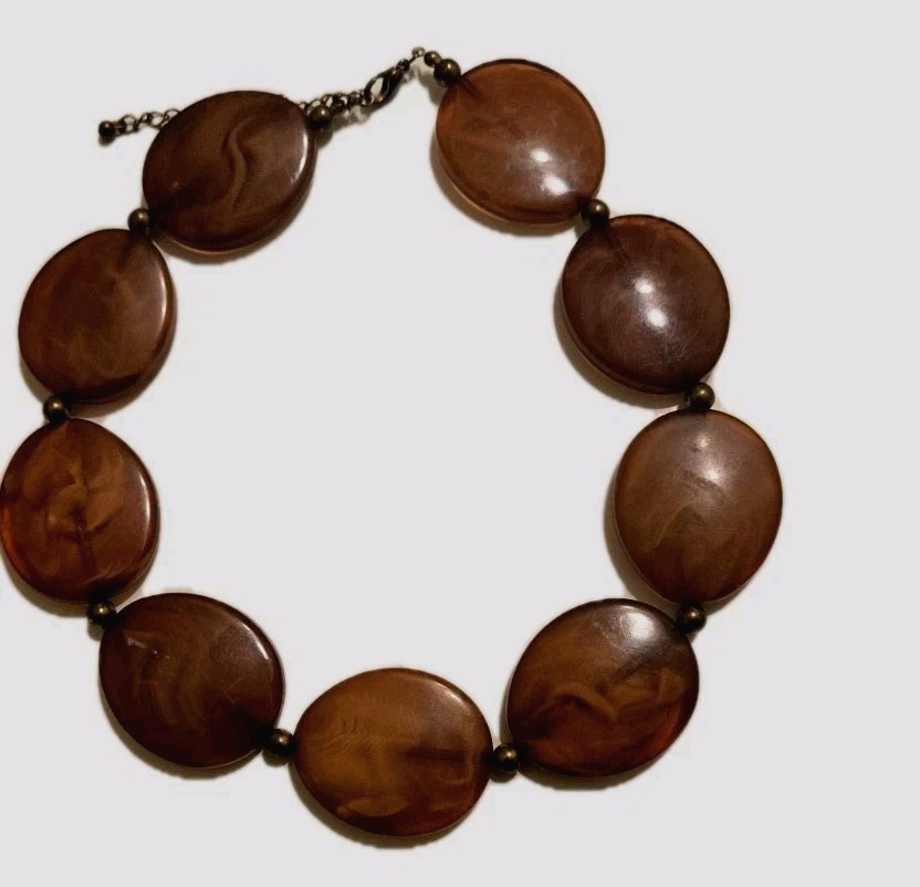 Elegant Beautiful Genuine Chunky Amber Statement Necklace 16 1/4″ – 20″