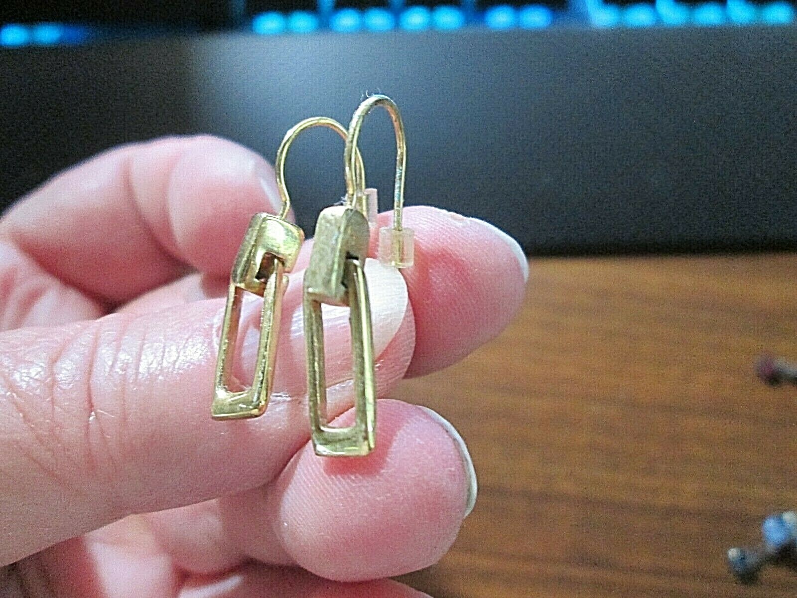Rectangle Goldtone Dangle earrings, about 1″ Length~ Go with lots of things