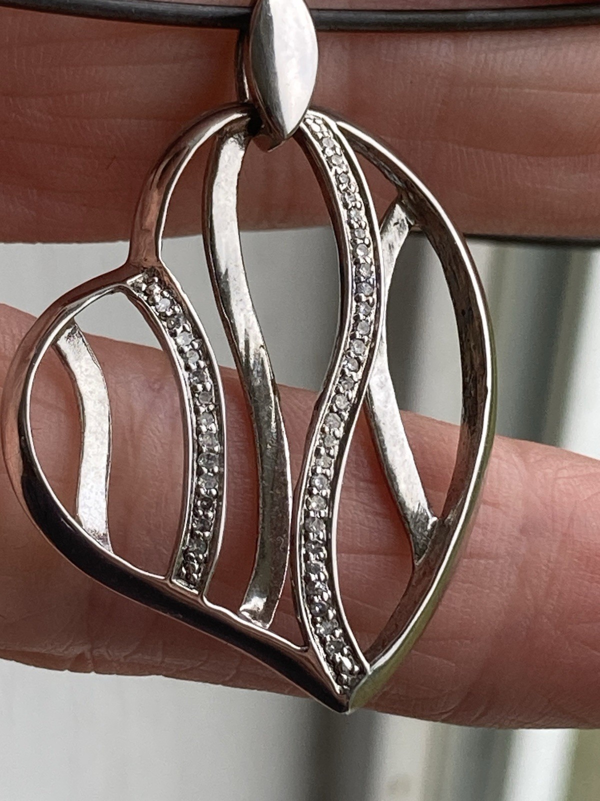925 Sterling Silver Pendant ~ CZ Heart Cubic Zirconia ~ 1.5″ ~ 5 grams