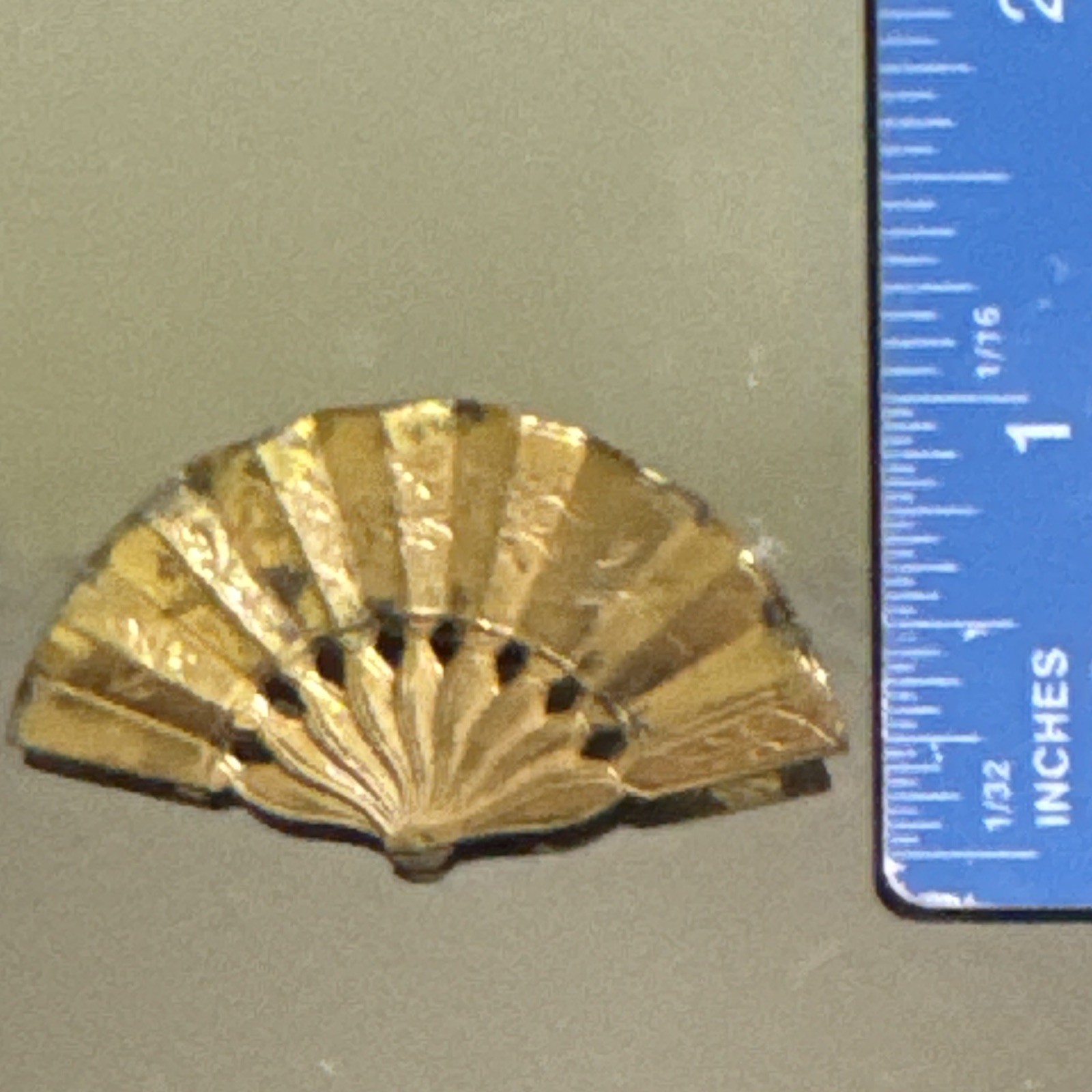 Miriam Haskell Fan Shape Brooch Pin Gold Tone Gold Color Signed No Stone