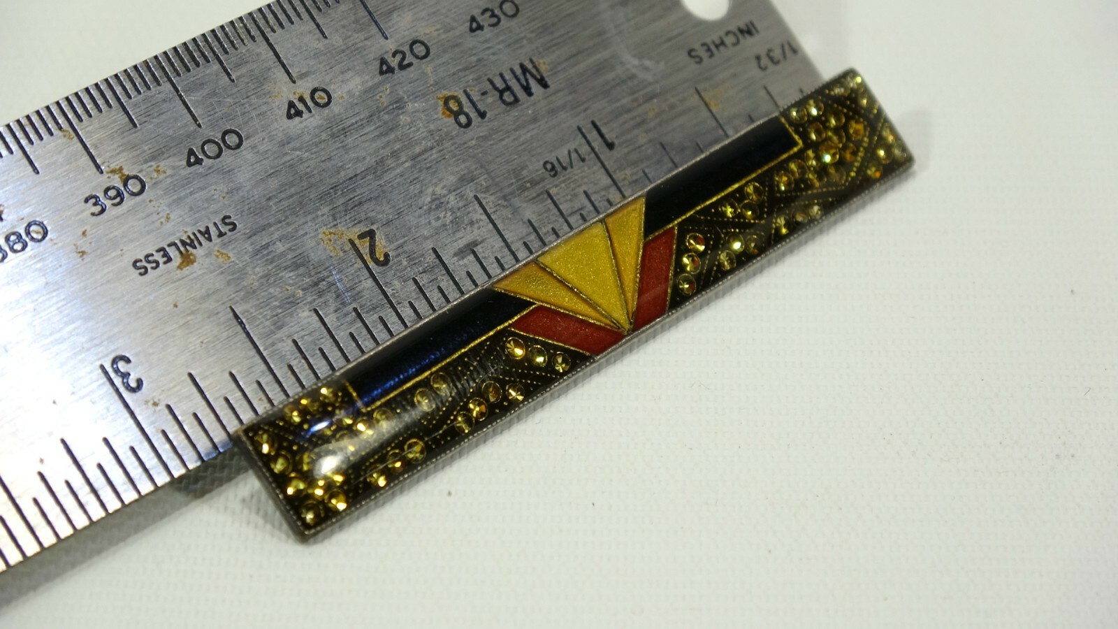 Art Deco Style Enamel Bar Pin With Safety Clasp Lapel Pin – Gold & Black Colors