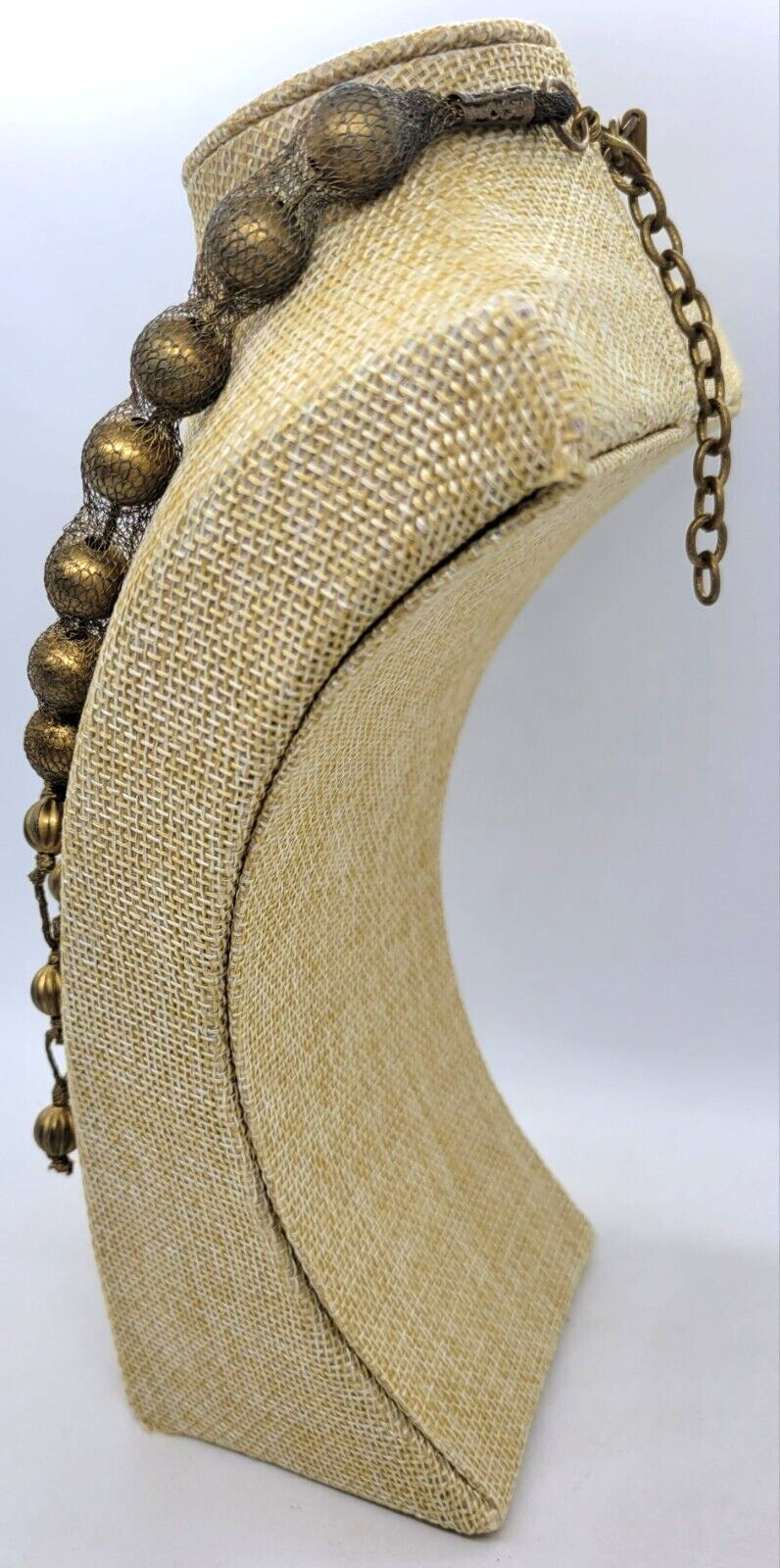 Sarah Cavender Metalworks Necklace Wire Knit Wrapped Bead Draped Tassel Chain