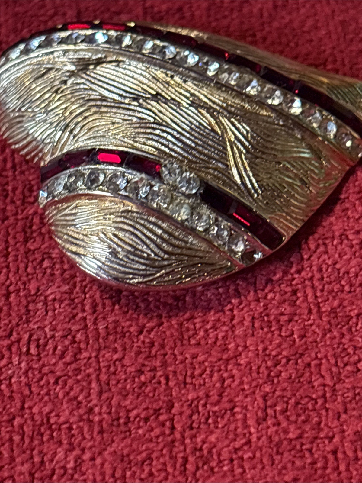 Vintage Corocraft Signed Heart Brooch Crystal Rhinestone Baguette Jewelry