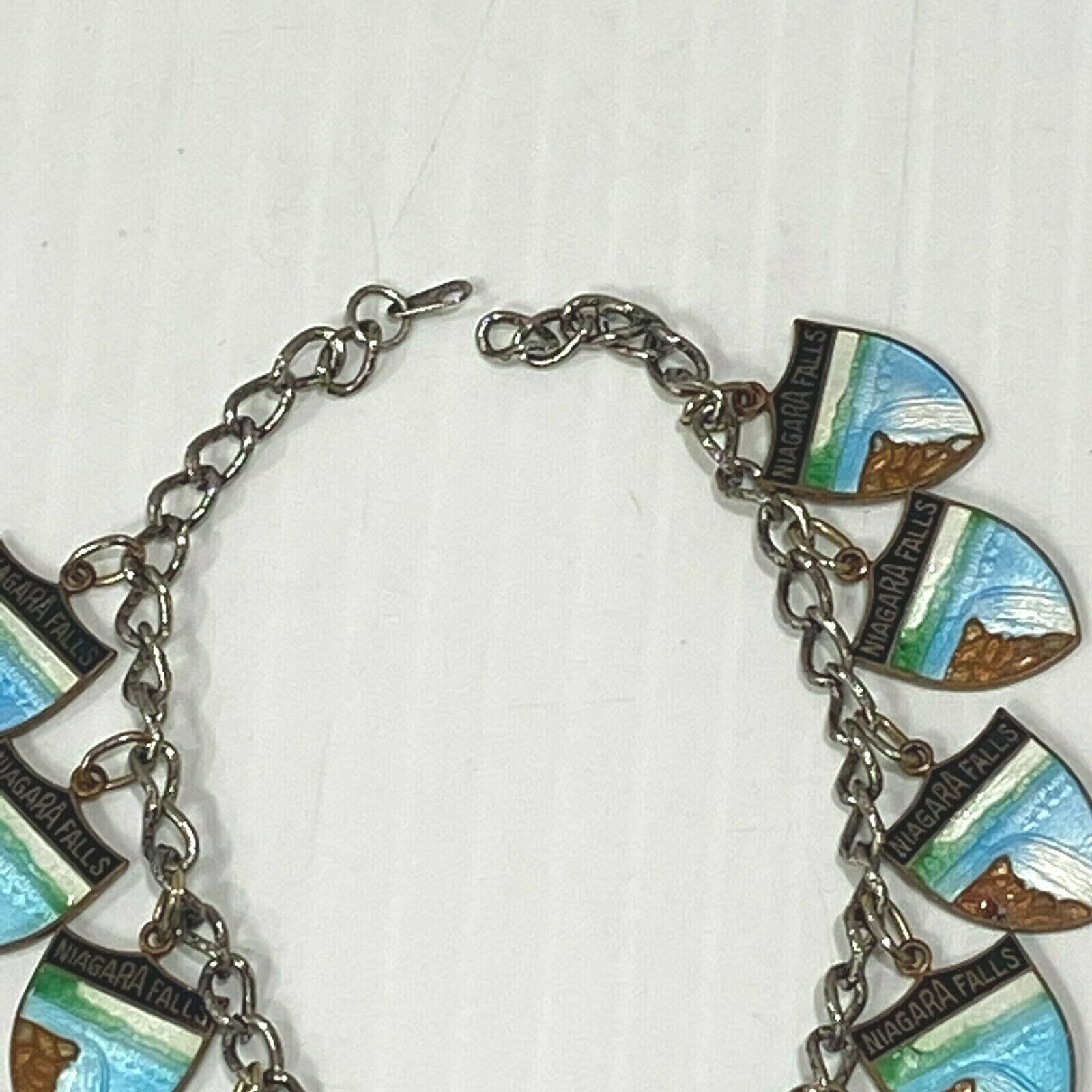 Vintage Charm Bracelet Niagara Falls Souvenir Shield Travel Memorabilia Jewelry