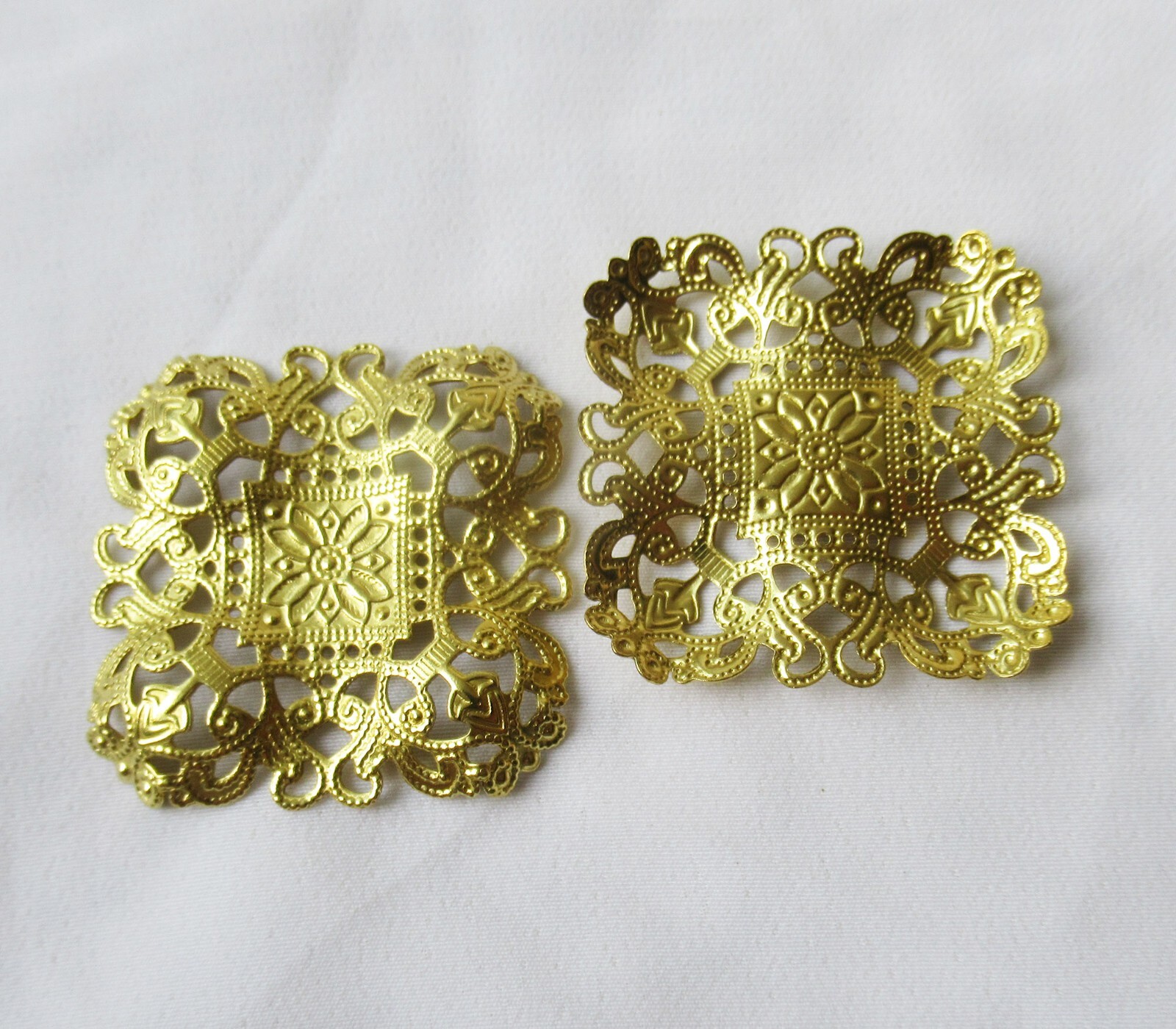 30pcs Square Brass Filigree Stampings 39mm Decorative Finding DIY Crafts