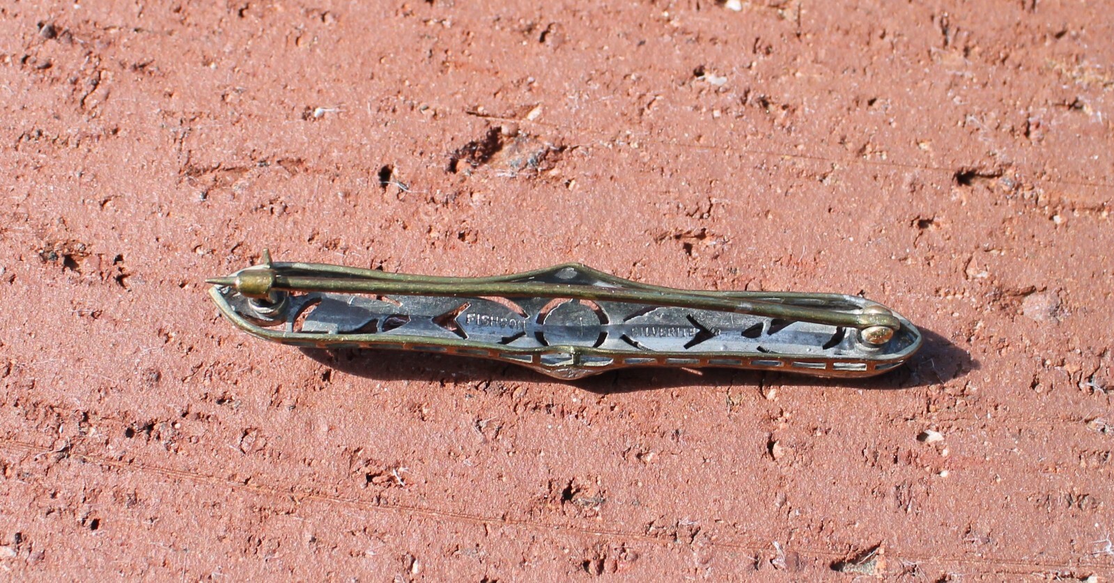 Vintage Signed FISHEL SILVERITE 1920’s Rhinestone Bar Pin Brooch H7