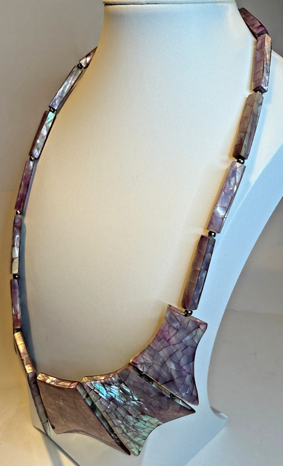vtg Diana Marco Pink Dragon Scale Choker 18″ bib Necklace
