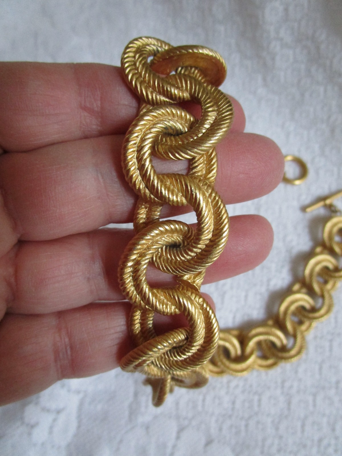 Vintage Anne Klein Necklace Chunky Texture Double Rope Link Signed 18” L XLNT
