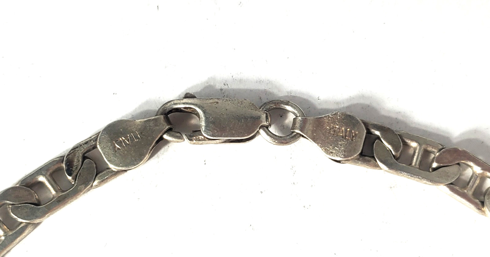 Vtg Sterling Silver Larger Size ITALY Mariner Anchor Chain Bracelet Lot 9-3/8″