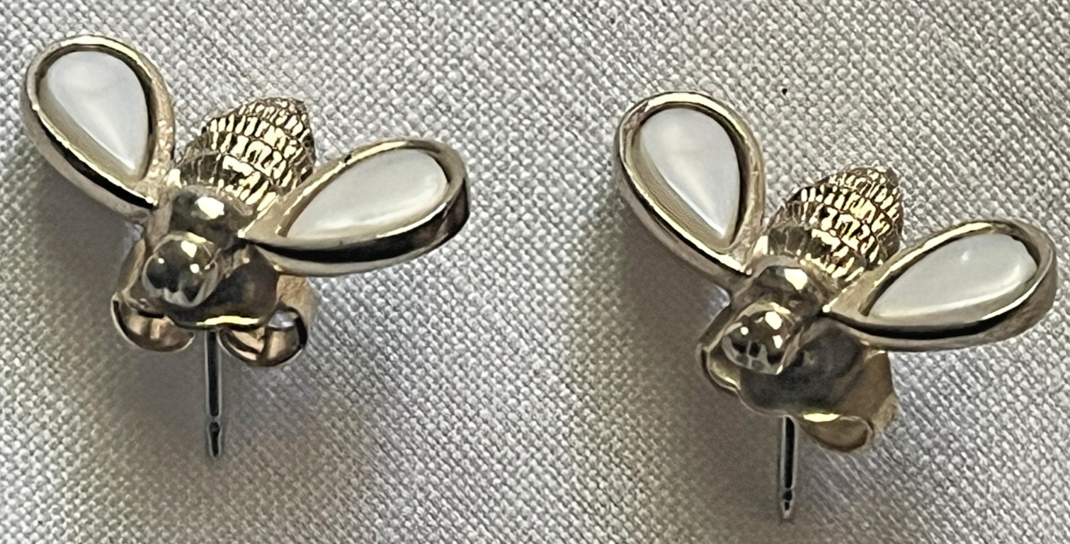 Vintage Lot of Two Earrings, Gold-Tone/Silver-Tone, Different Designs, Studs
