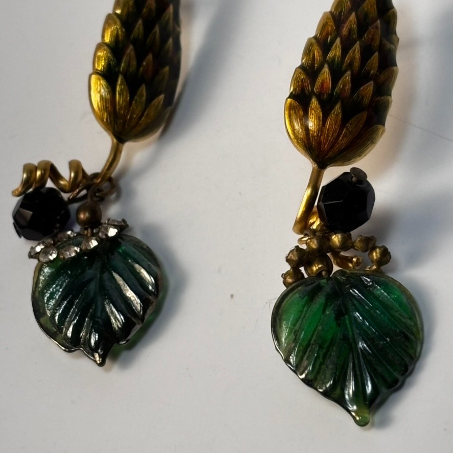 Vintage Earrings Floral Leaves Intricate
