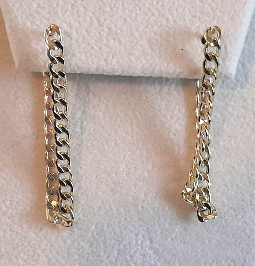 Vintage 1980’s Gold Tone 1.25″ Rope Chain Dangle/Drop Earrings Classic Beauty