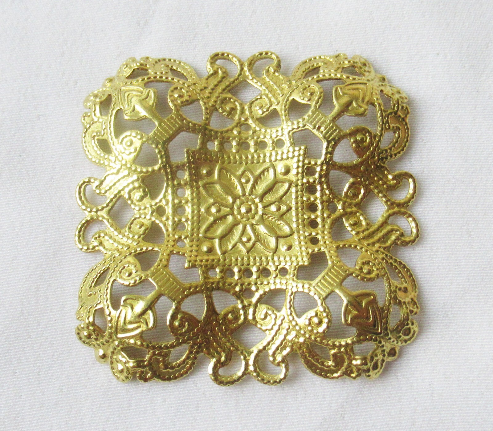 30pcs Square Brass Filigree Stampings 39mm Decorative Finding DIY Crafts
