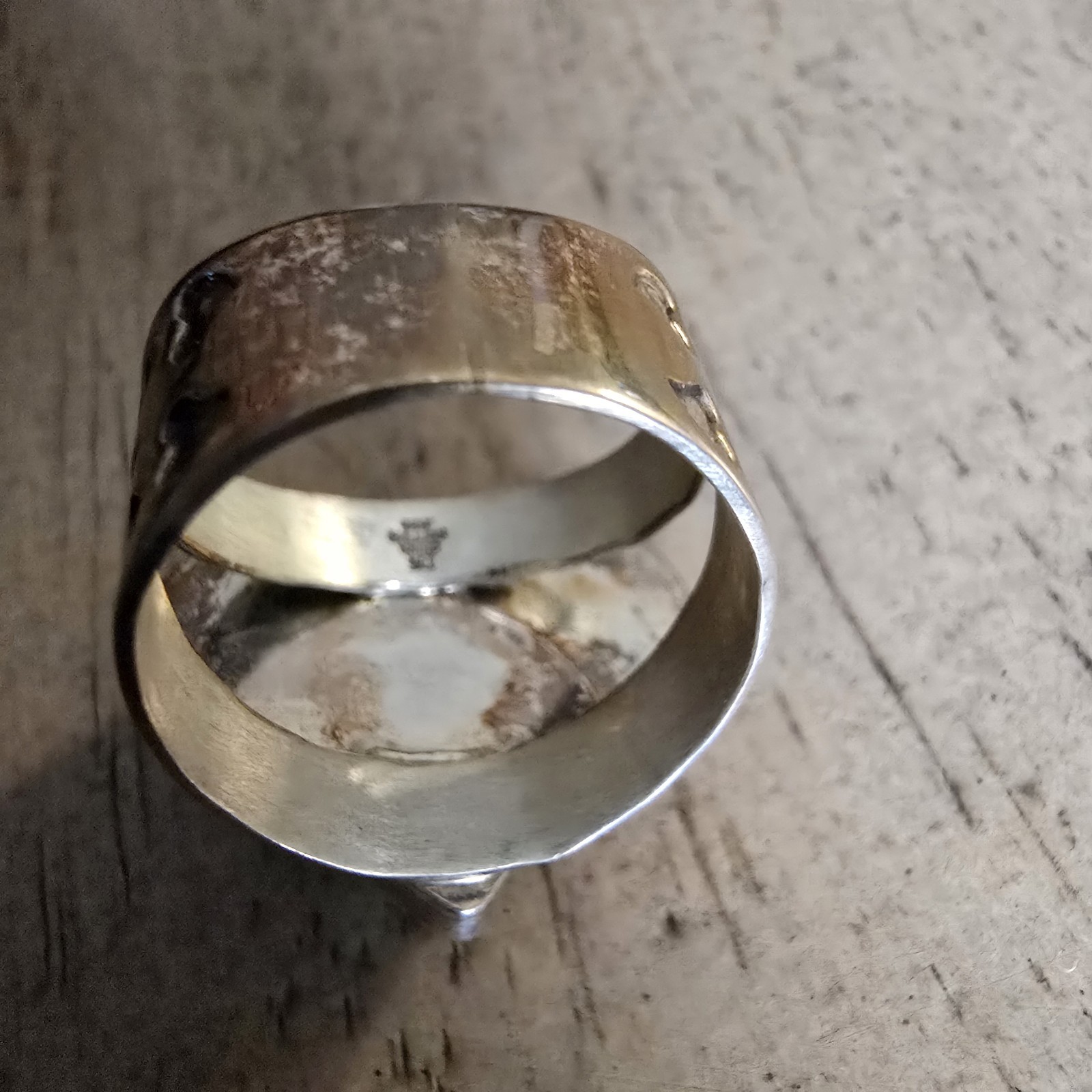 VINTAGE RING Jay King Desert Rose Sterling 2-Tone Turquoise Heart /Size 6 1/2