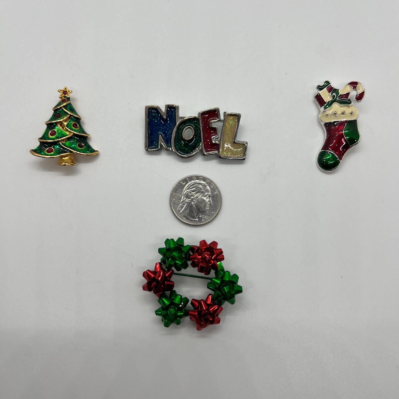 Vintage Christmas Brooch Lot – Tree Stocking Wreath Enamel Noel Pin Collection