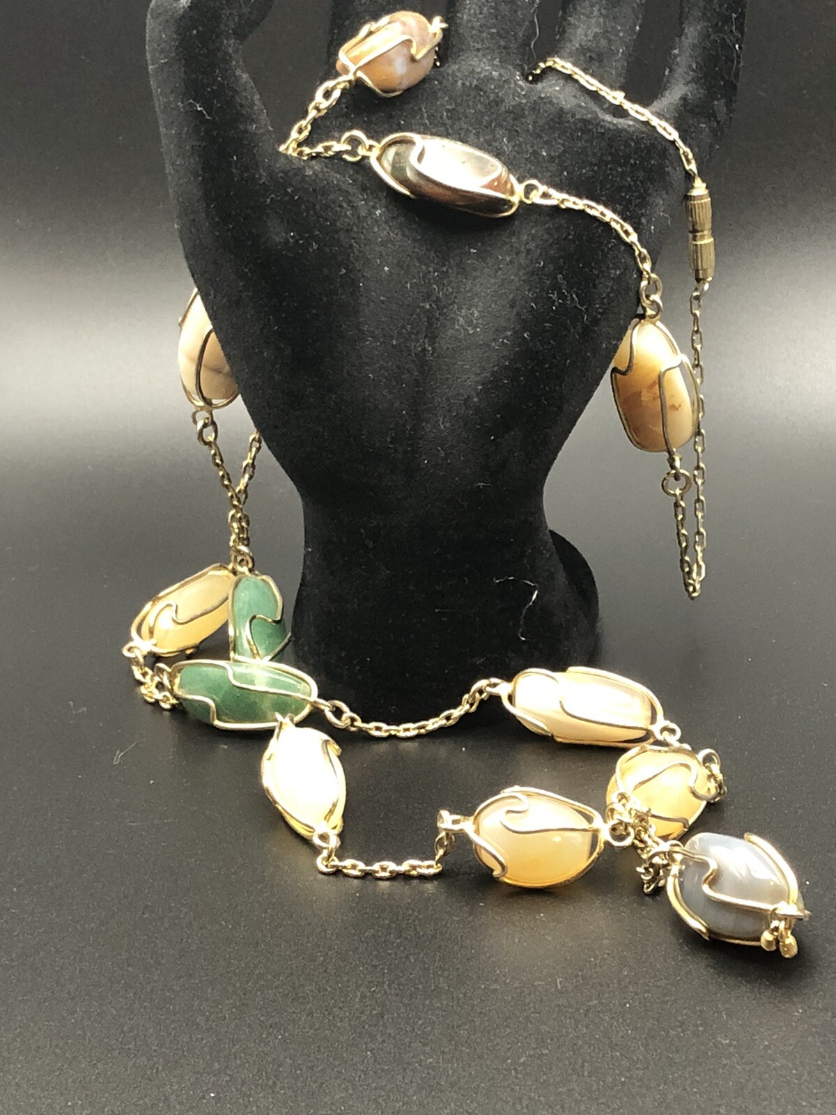 Artisan Wire-Wrapped Gemstone Necklace – 17” Earth Tones
