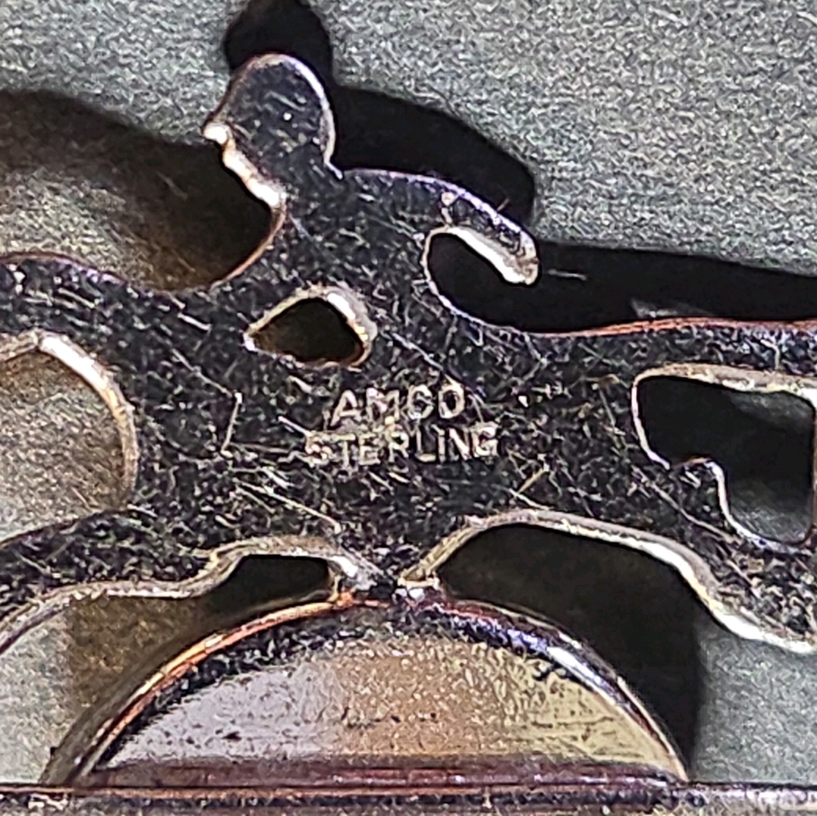 Antique 1900’s AMCO .925 Sterling Silver Hand Painted Horse and Jockey Brooch