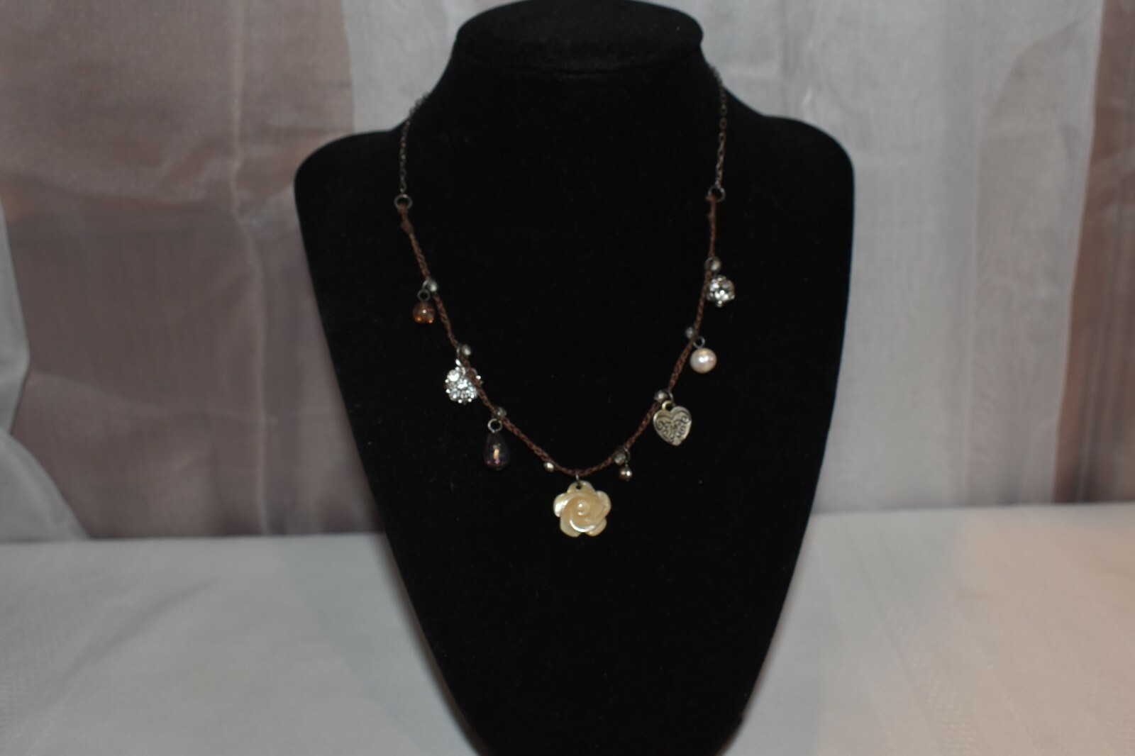 American Eagle Outfitters 16 Inch Necklace with Flowers and Hearts
