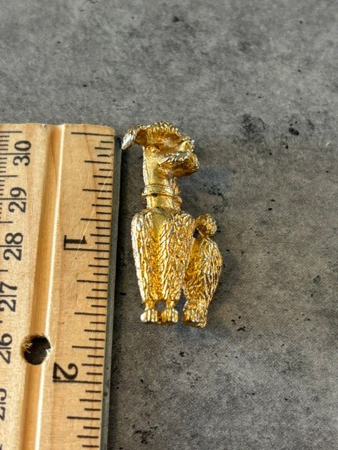 Vintage Dog Brooch Pin Gold Tone