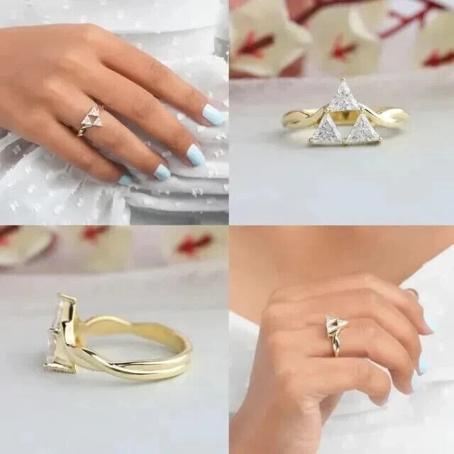 2Ct Trillion Cut Lab Created Diamond 14K Yellow Gold FN Engagement Ring