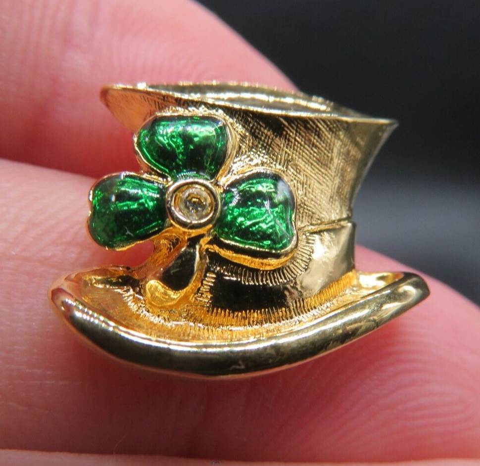 Vintage Avon St. Patrick’s Day Leprechaun Hat with Shamrock Clover Pin Tie Tac