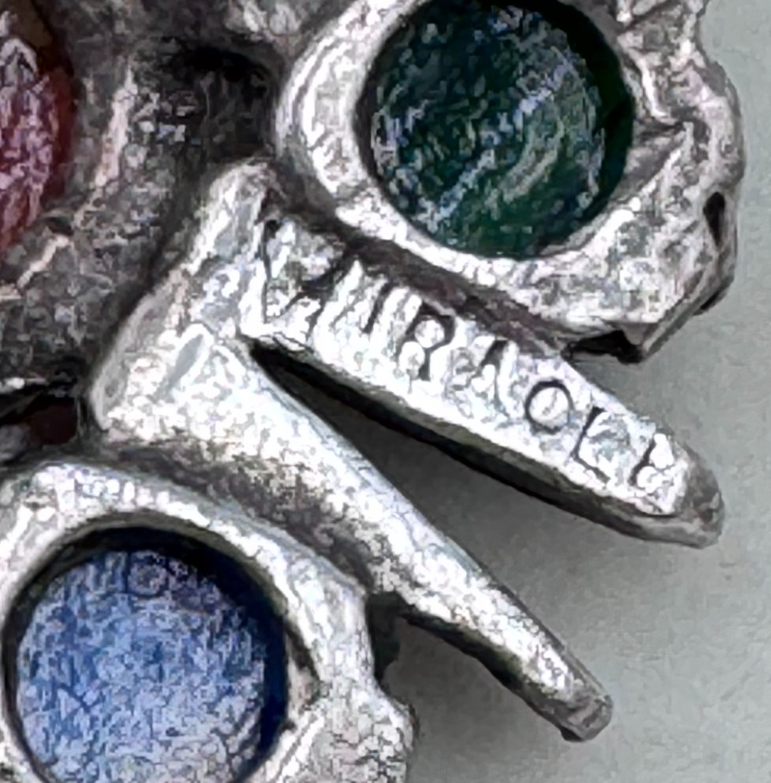 Vintage Miracle Scottish Celtic Pewter Agate Multi-Stone Starburst Brooch Pin
