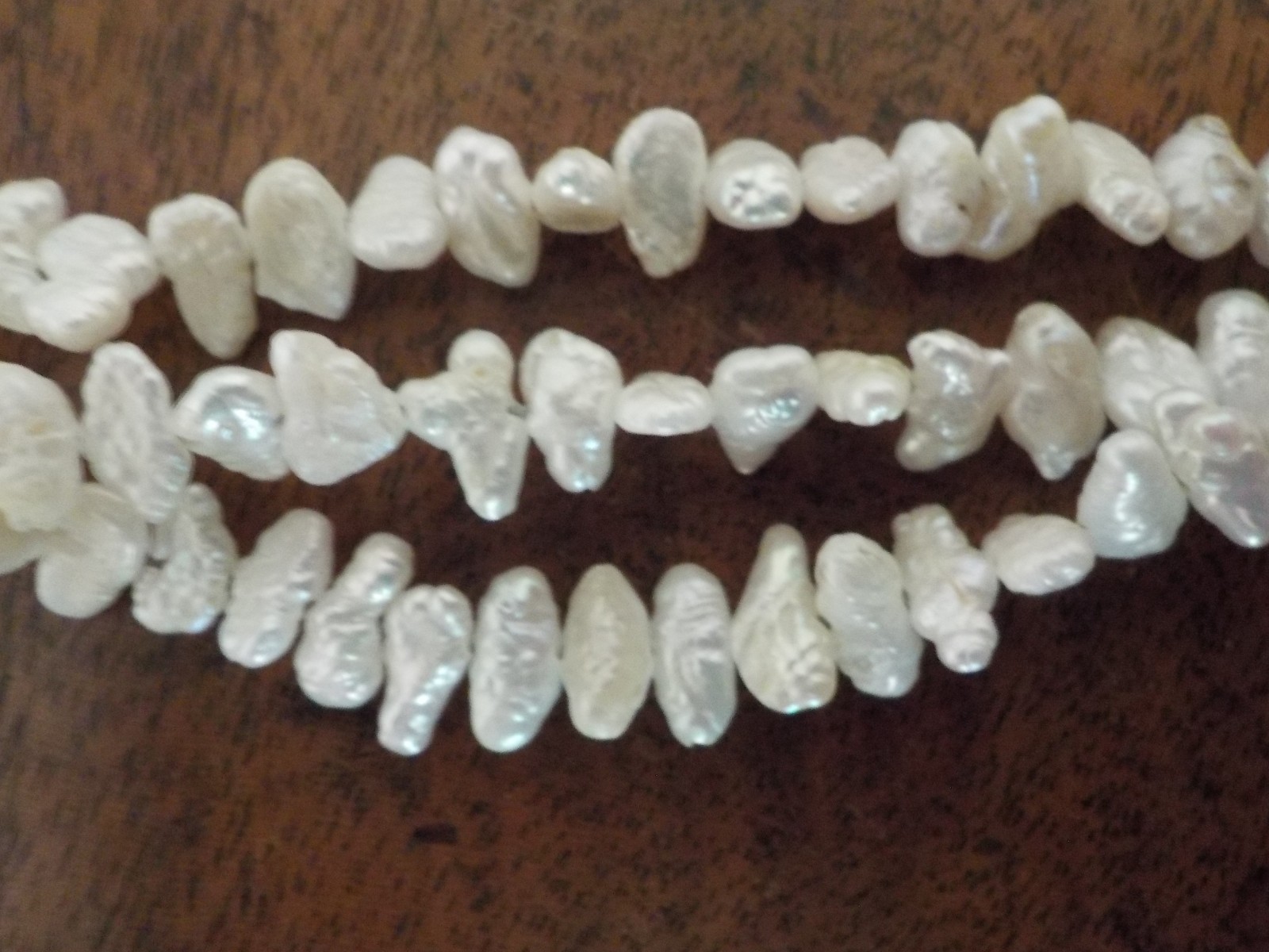 Triple Strand Rice Pearl Necklace, 22 inches, strung on wire