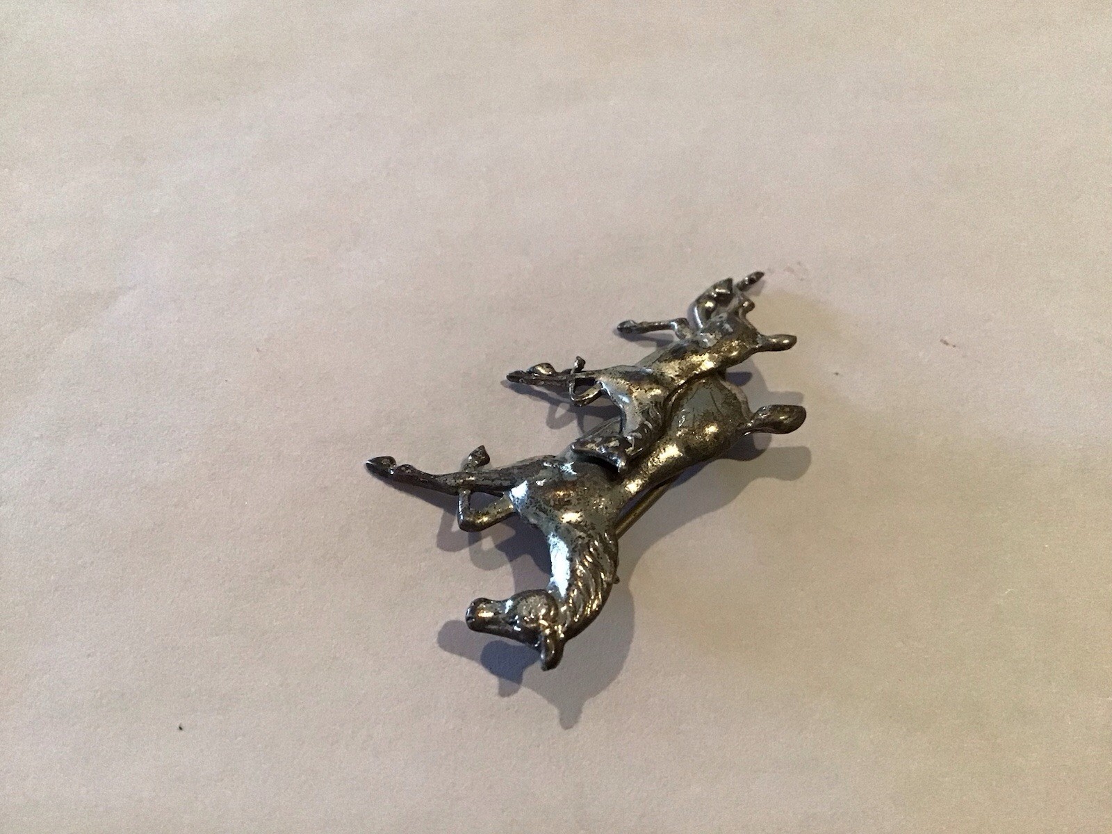 Sterling Silver Running Horse And Colt 1 1/2” Pin
