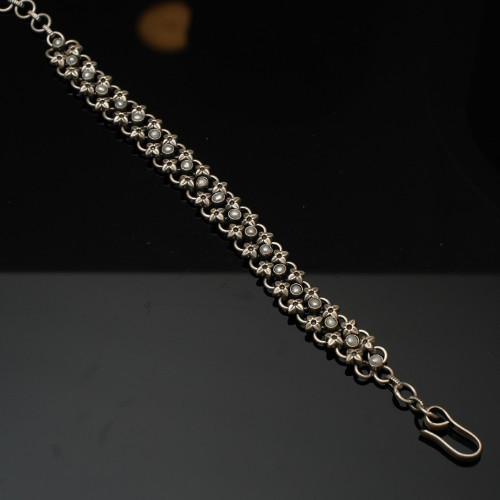 925 Antique Silver chain Bracelet with Pearl BLSS/22