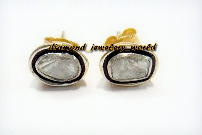 0.35ctw Genuine Old Mine Atique cut Diamond Silver Vintage Studs Earring Jewelry