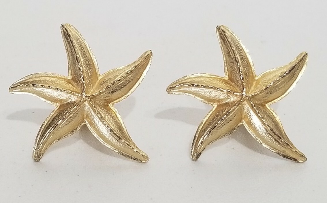 Vintage Gay Boyer Gold Starfish Clip on Earrings