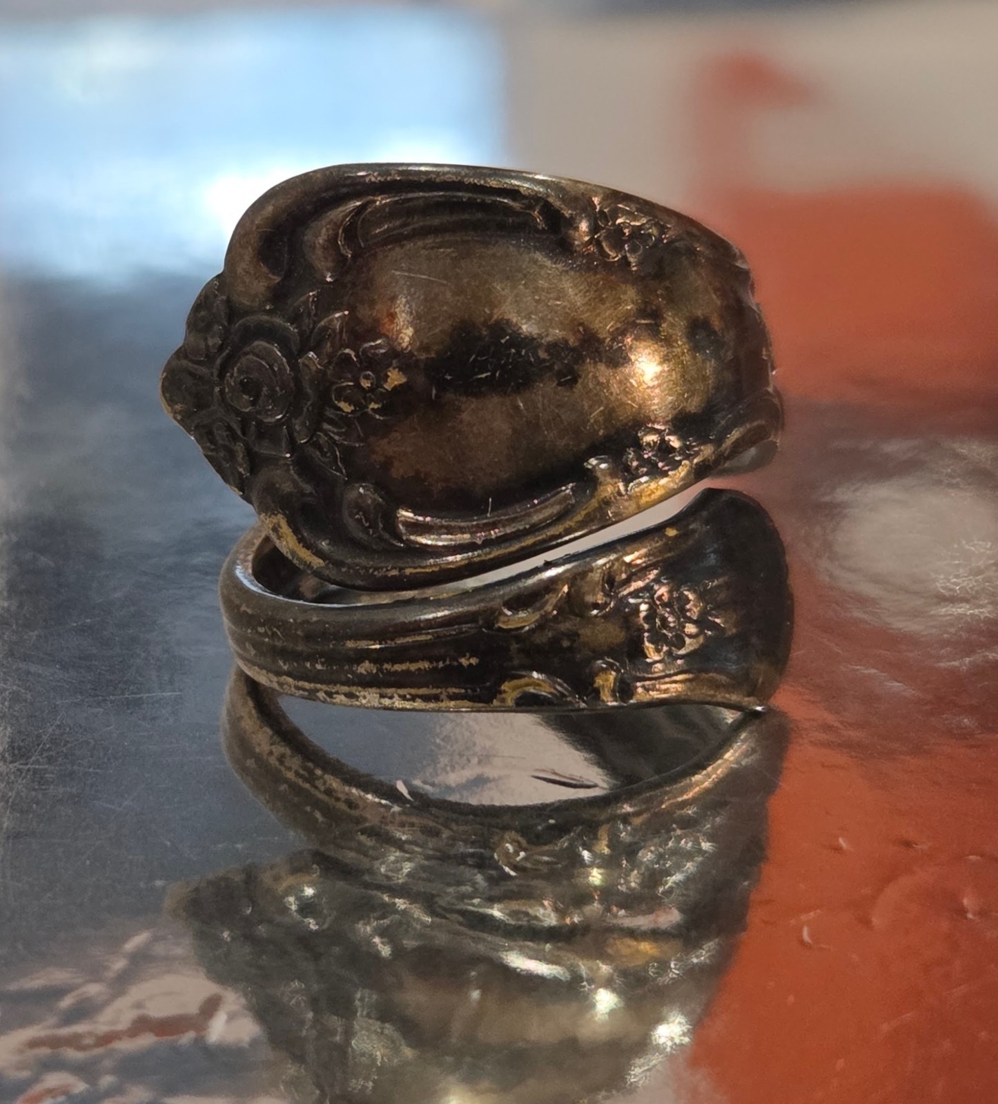 VTG Silver – WM.A. ROGERS ONEIDA Flower Spoon Handle Ring Size 4.25