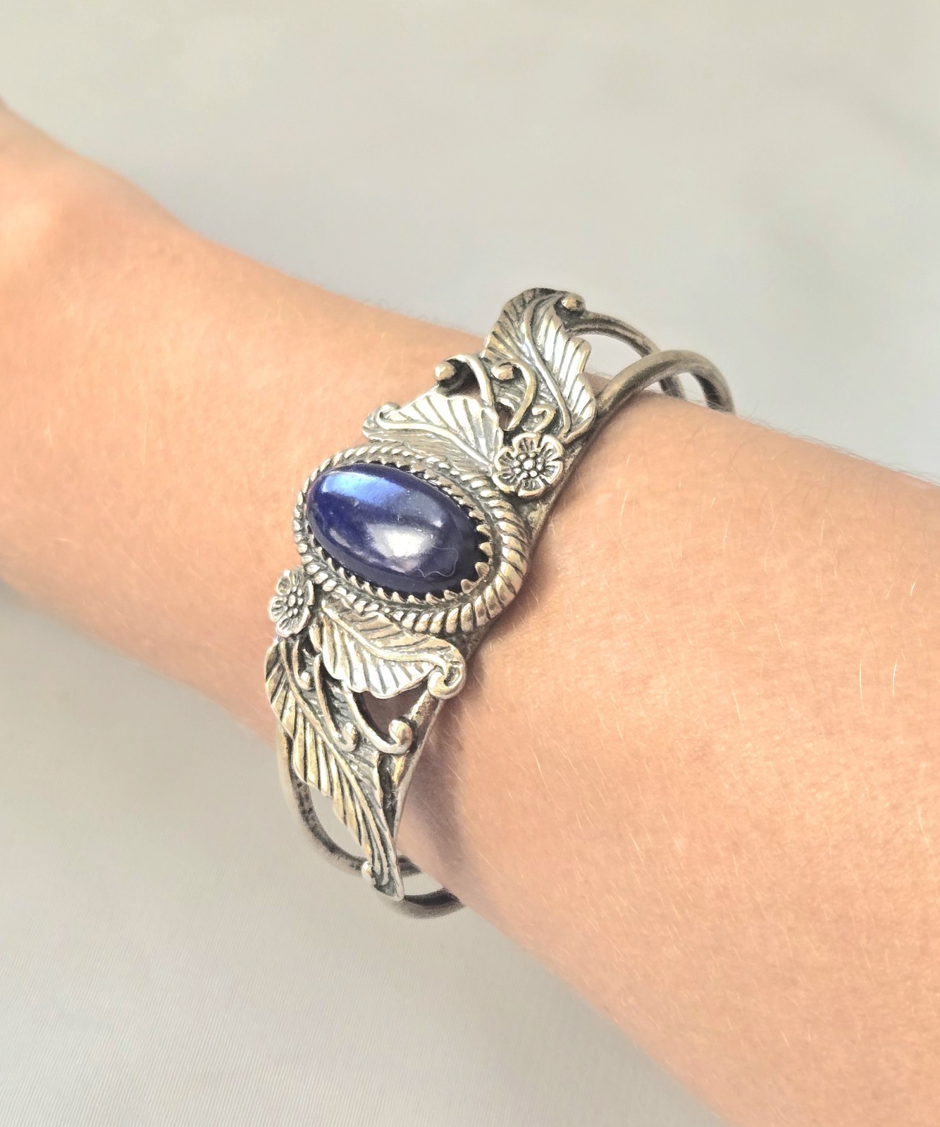 Relios Pollack 925 Sterling Silver Lapis Lazuli Cuff Bracelet 2.5″ – 33.67 Grams