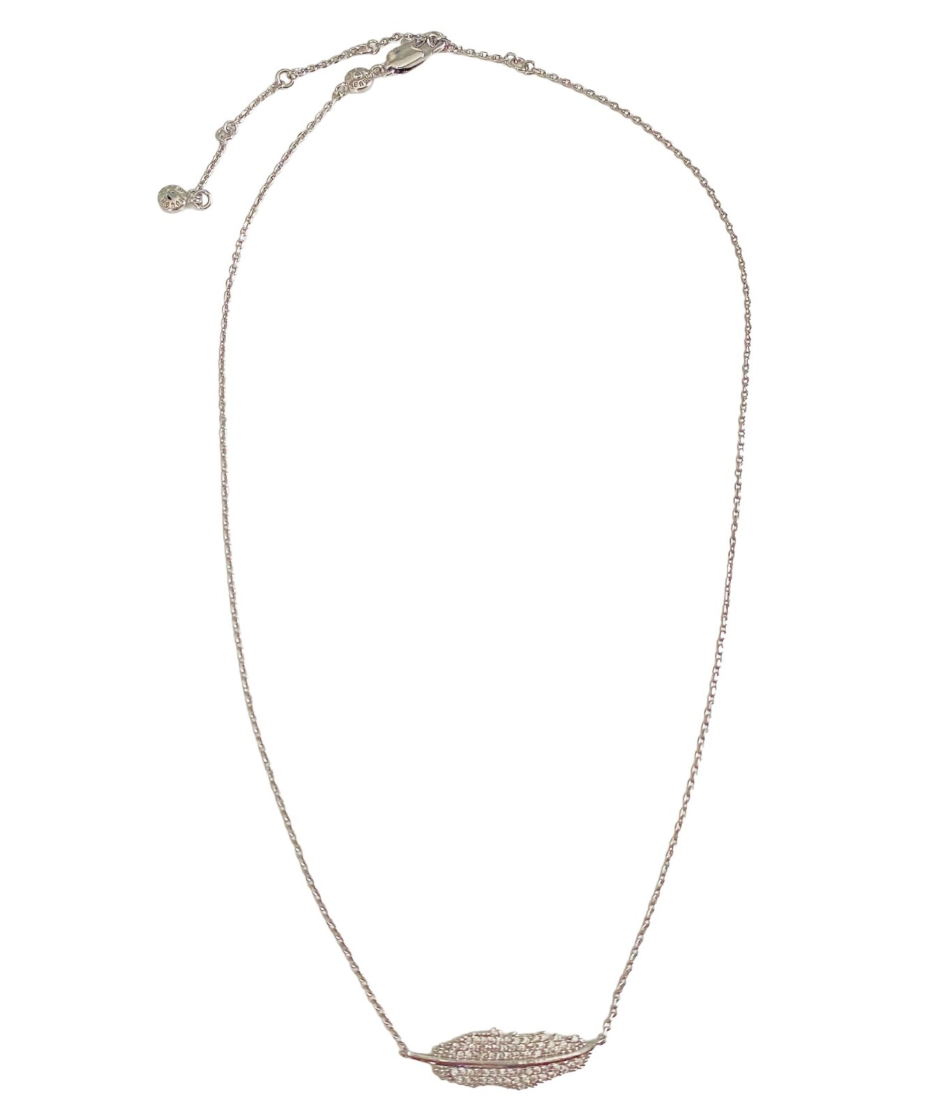 NEW Henri Bendel Silver Feather Delicate Chain Necklace with Dust Bag & Tag