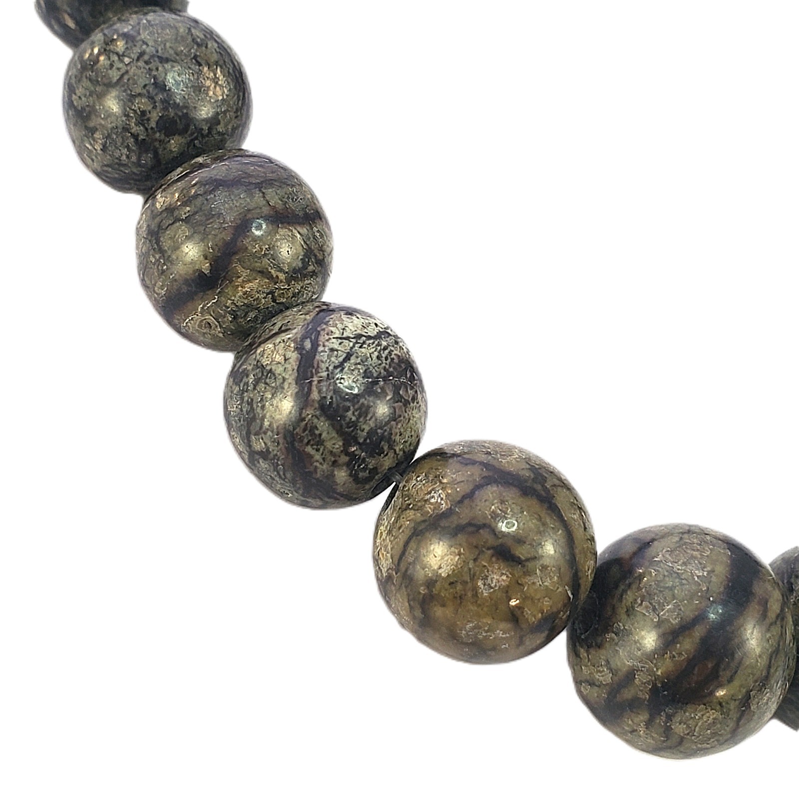 Graduated STONE Bead Necklace Barrel Clasp Vintage Marbled Black and Gray 19″