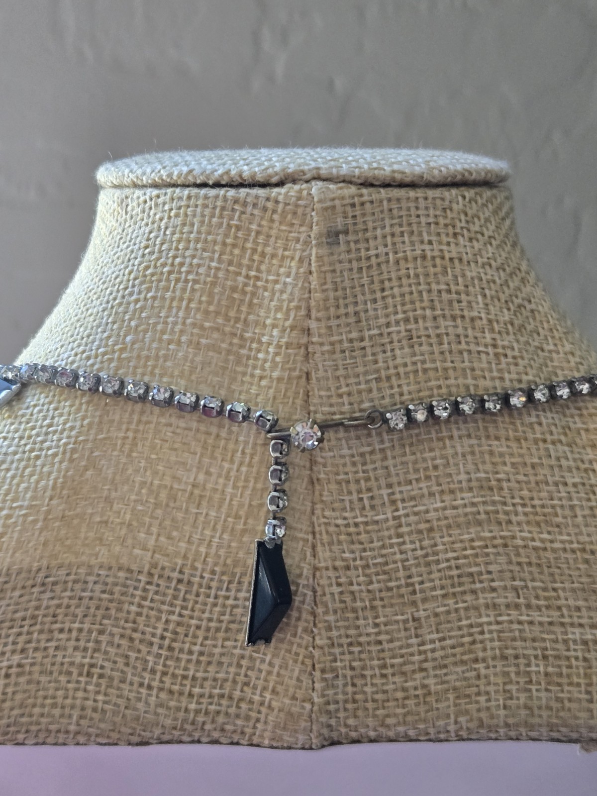 KRAMER of New York Black & Clear Rhinestone Necklace Signed Vintage Jewelry