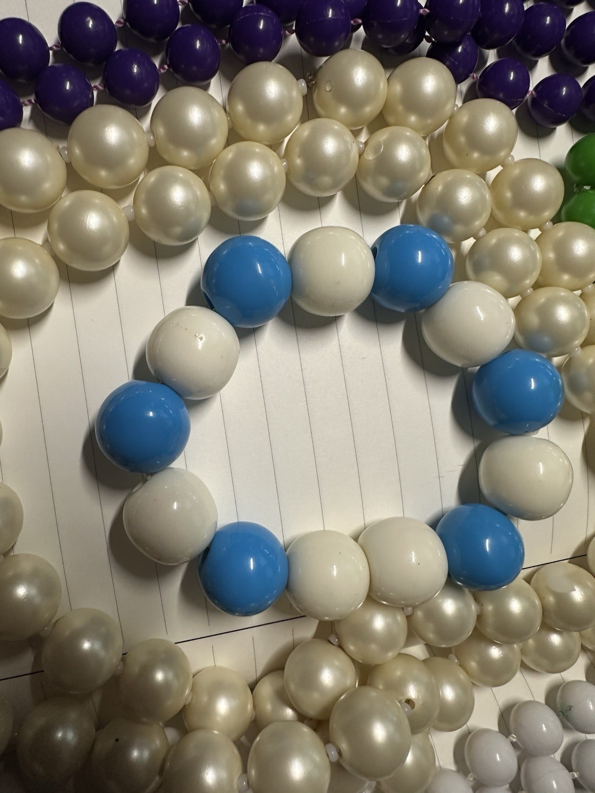 Vintage Lot Purple Orange Green Pearl White Acrylic Bead 6 Necklaces 1 Bracelet
