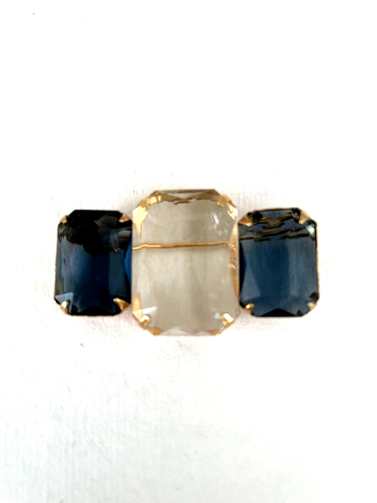 AVON Singed Brooch Pin Retro Style Vintage Faceted Large Stones 1.75″ Stunning
