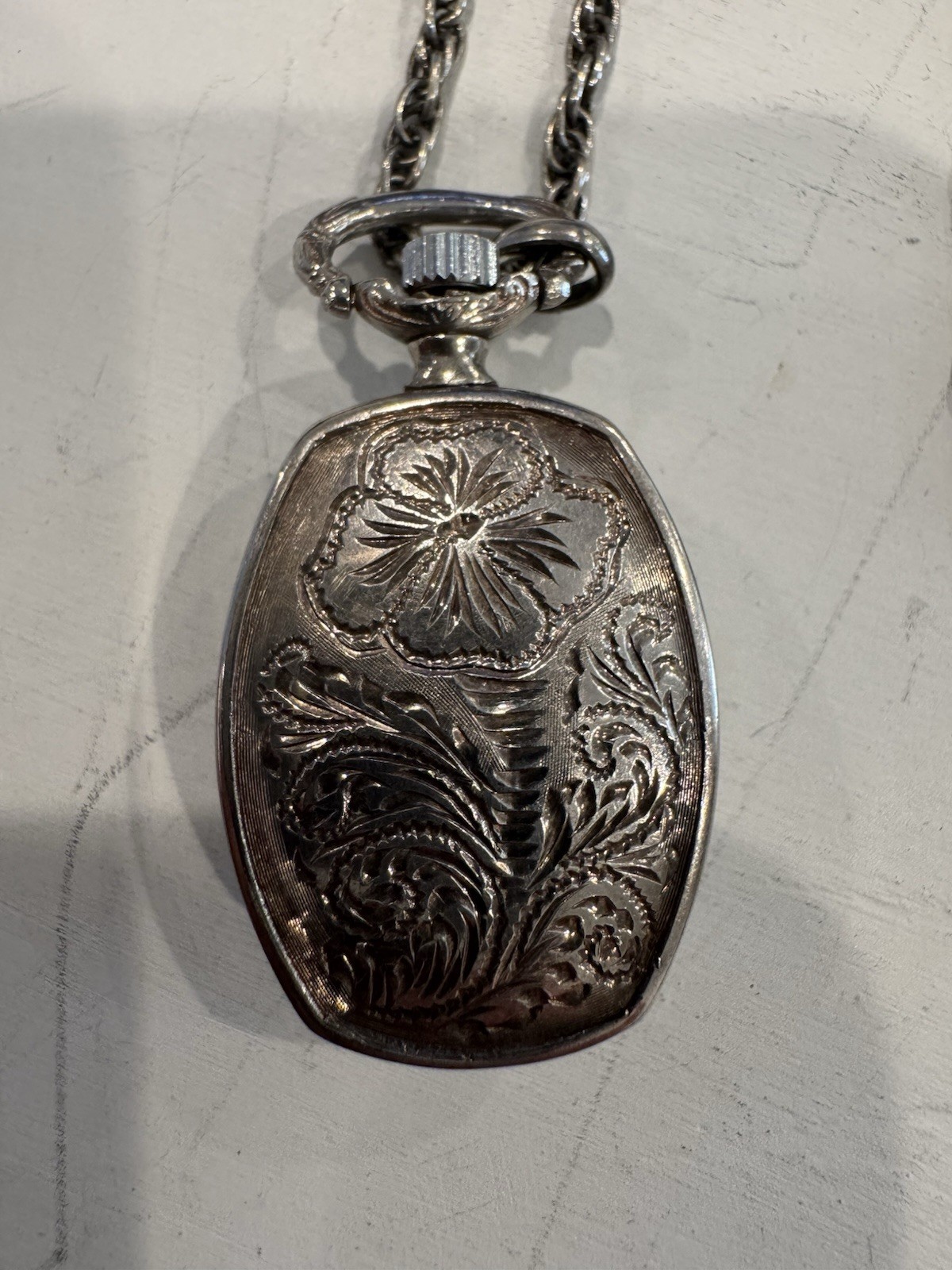 Vintage Dresser Sterling Silver Pendant Watch- 17 Jewels Manual Wind Working