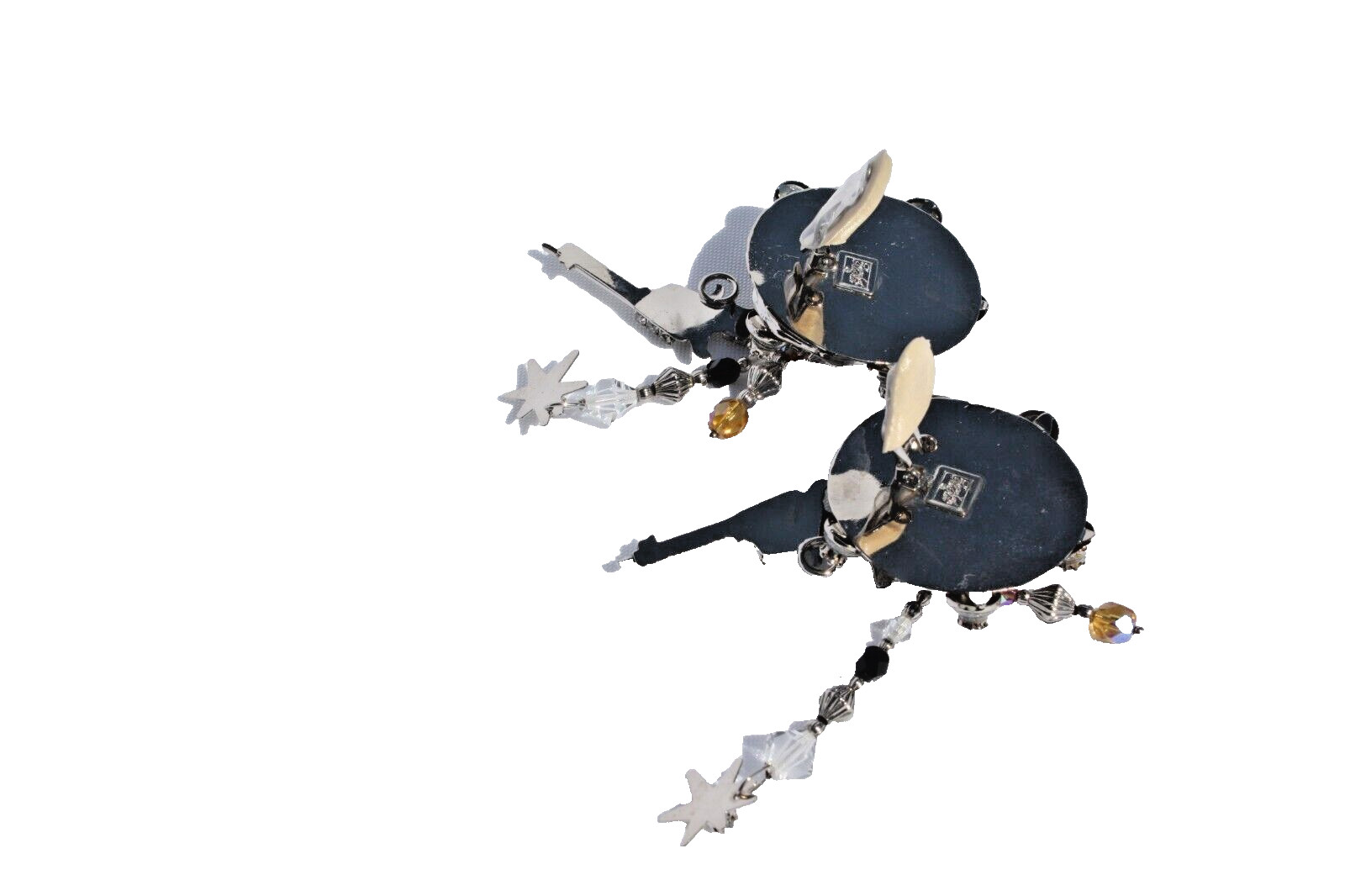 Lunch At The Ritz Earrings Deputy Sheriff Gun & Horseshoe Black Silver Western