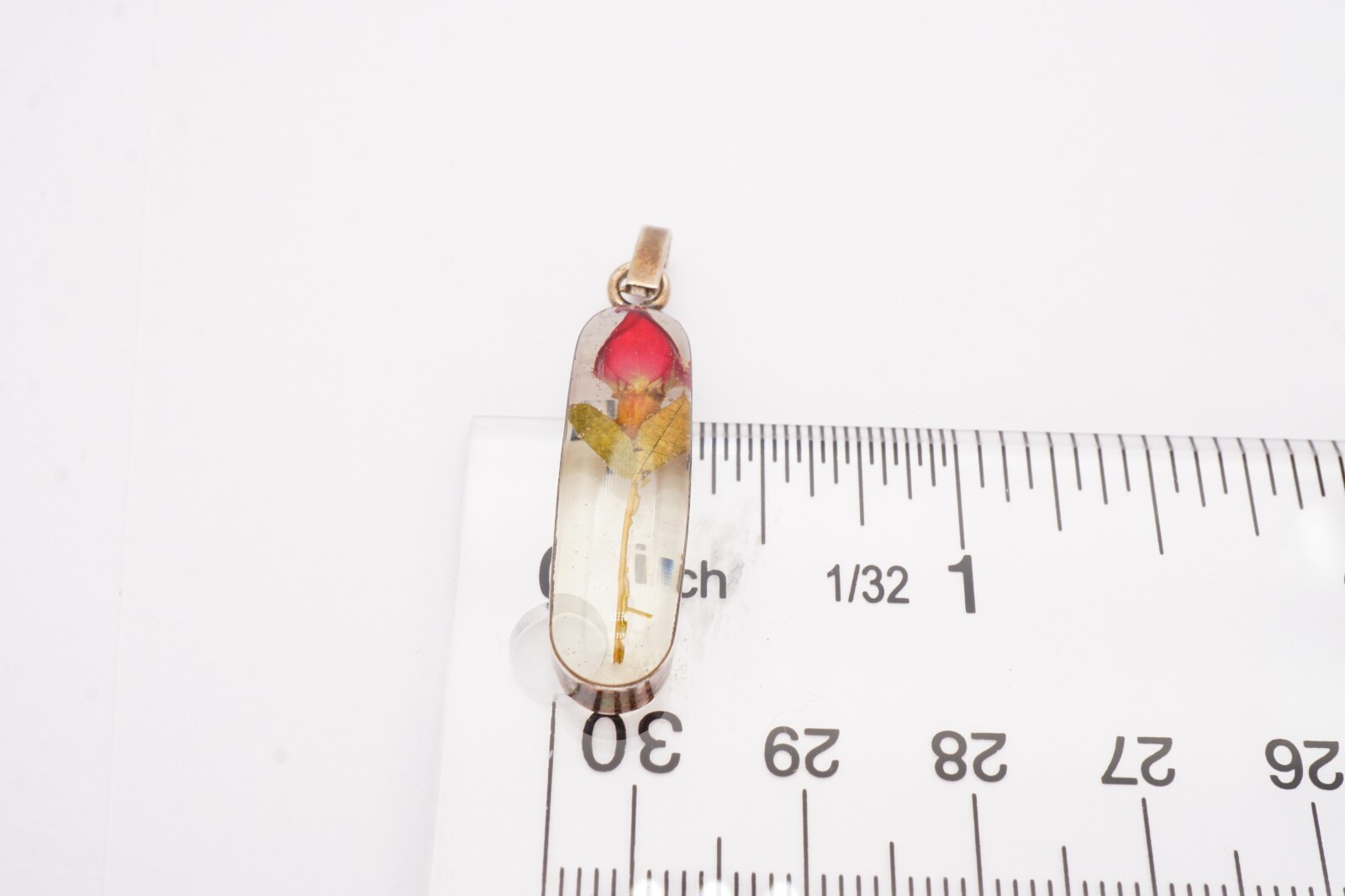 Vintage Mexico Sterling Silver 925 Flower In Lucite Pendant ATI