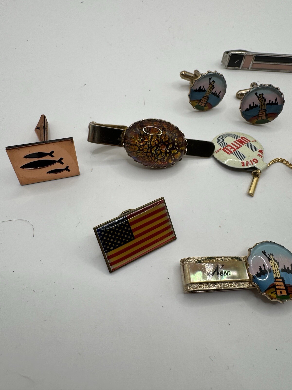 Vintage Lot of Tie Pins, Cuff Links & Tie Clips Fast Shipping Retro