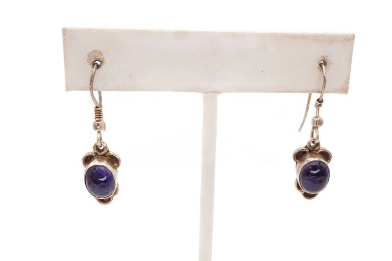 Vintage Sterling Silver 925 Iolite Earrings I2