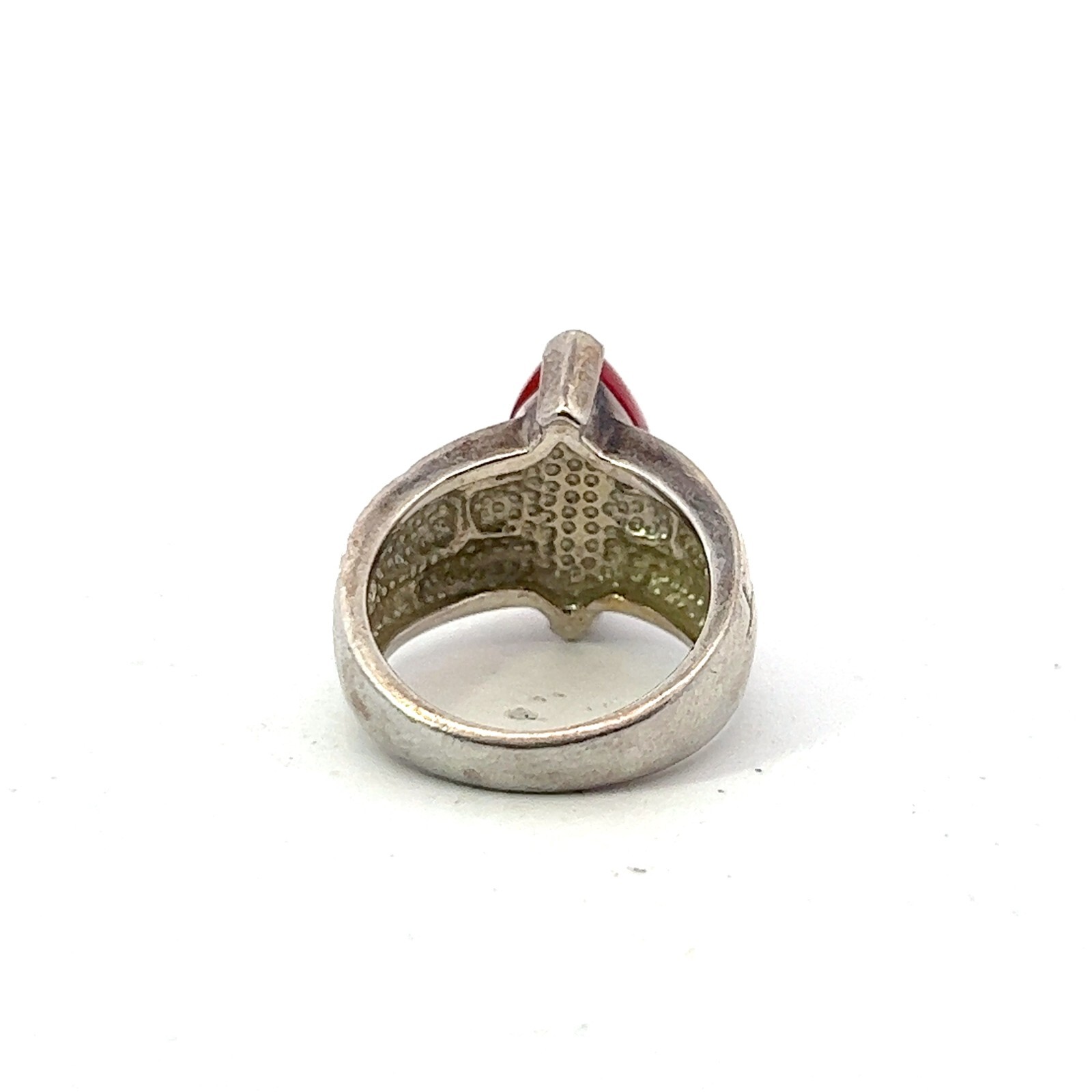 Sterling Silver 17.5 mm Marquise Shaped Natural Red Carnelian Ring
