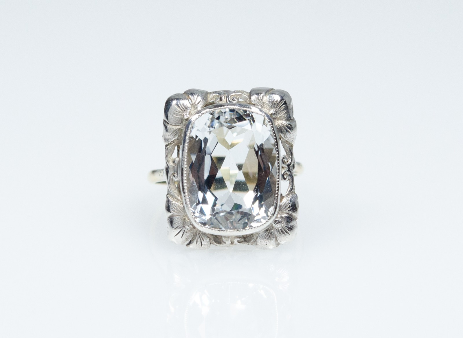585 Gold/Silver Antique Ring Natural 8.50 ct Aquamarine Handmade 14K