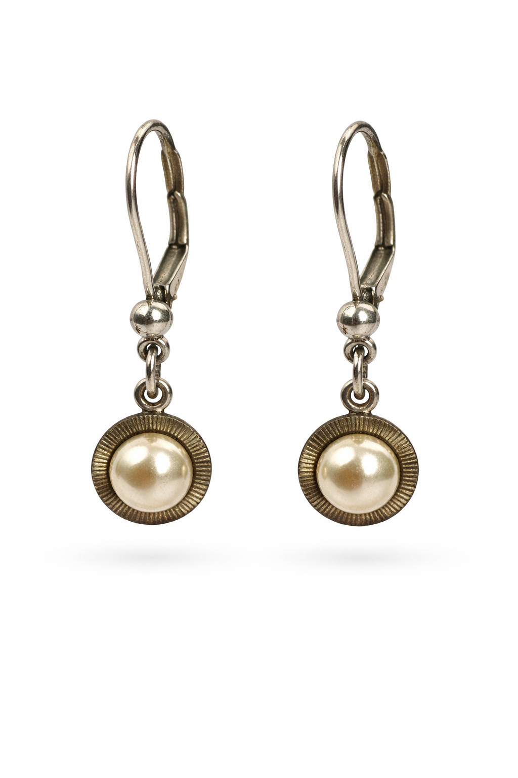 Vintage Rolled Gold Pearl Drop Earrings Leverback Classic Dangle Bridal Jewelry